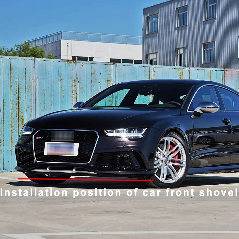 

High Quality Car Front Bumper Splitter Lip Body Kit Spoiler Diffuser Deflector Carbon Fiber Look ABS For Audi RS7 2014 2015 2016