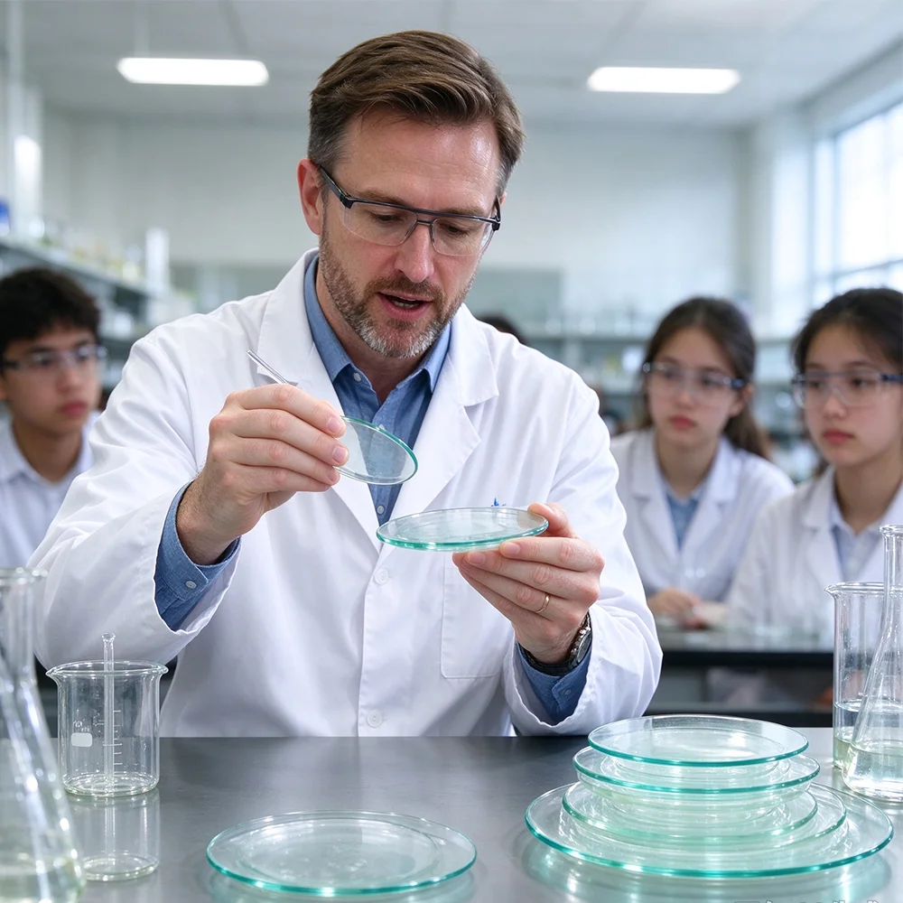10Pcs Glass Surface Dishes, Transparent Thickened Beaker Lids, Dust-Proof with Curvature, Laboratory Evaporation Dishes, Round Dishes, Crystallization Dish Lids, Various Sizes
