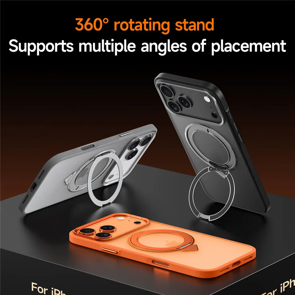 

Magnetic Matte Transparent Airbag Case For iPhone 17 Pro Max 17 Air 17 Skin-friendly Bracket Cover