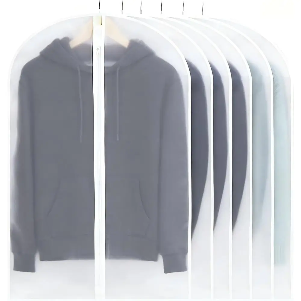

Clear 6-Pack Garment Bags - Hanging or Storage, 24x40 Suit Cover, Zippered, Transparent, Durable PEVA Material