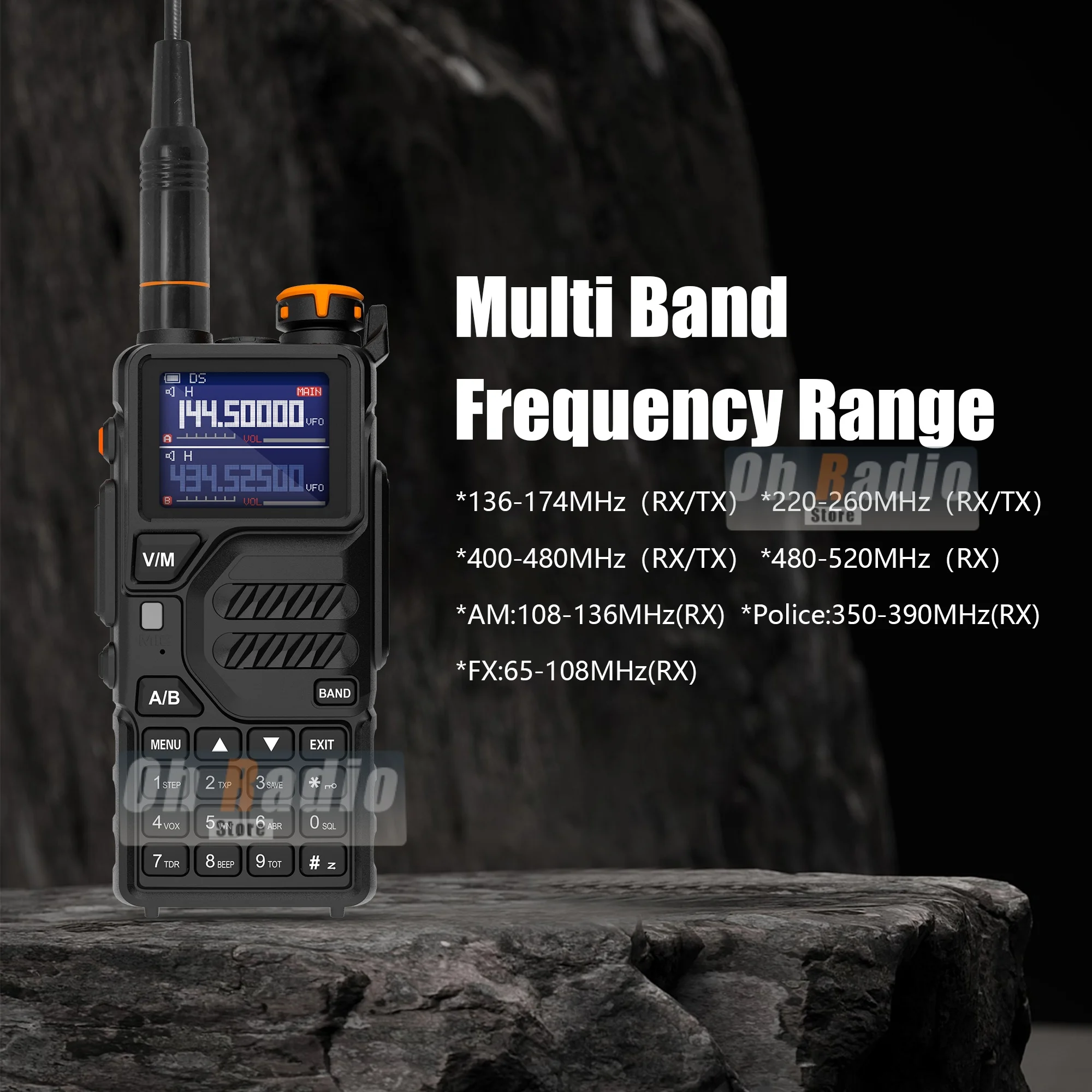 Baofeng K5 Plus جهاز اتصال لاسلكي BF-K5 Plus 10 واط طويل المدى UHF VHF ستة نطاقات NOAA AM FM 999 قناة Type-C شحن اتجاهين راديو لحم الخنزير