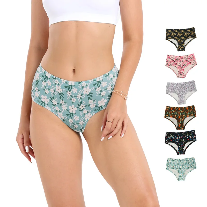 

Floral Print Women Panties Sexy Lingerie High Waist Breathable Seamless Briefs Ladies Pants Body Shaper Underpants Underwears