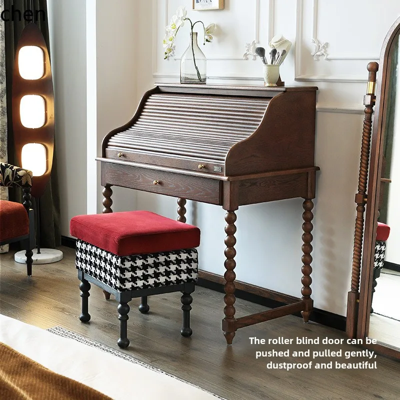 

HSN organ roller shutter dresser solid wood makeup table dresser storage cabinet integrated