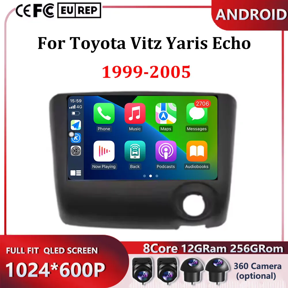 

7" 4G For Toyota Vitz Yaris Echo 1999-2005 Car Carplay Auto Android 15 Radio Navigation GPS Multimedia Video Player BT 5.0 WIFI