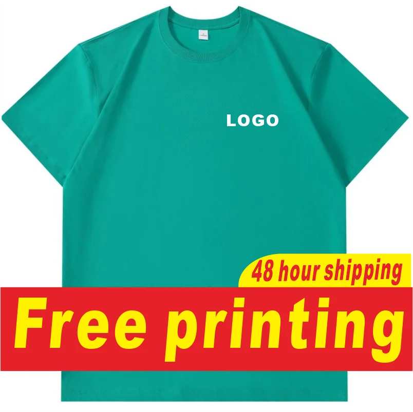 

Leisure and spacious Korean version T-shirt customized for summer men and women, pure cotton short sleeved printing, logo icon e