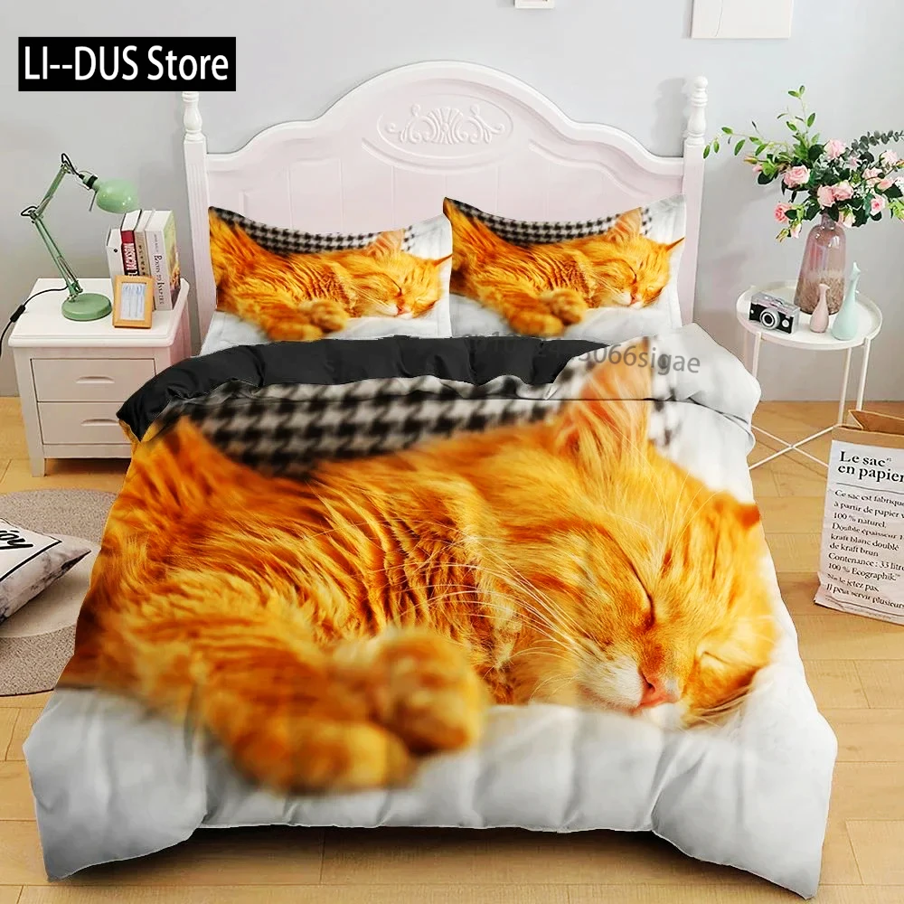 3D Printed Cute Kitten Pet Cat Bedding Set Boys Girls Twin Queen Size Duvet Cover Pillowcase Bed Kids Adult Home Textileextile