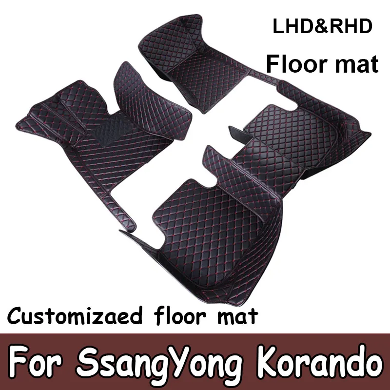 Car Floor Mats For SsangYong Korando C New Actyon C200 2010~2019 Luxury Auto Mat Set Rugs Protective Pad Carpets Car Accessories