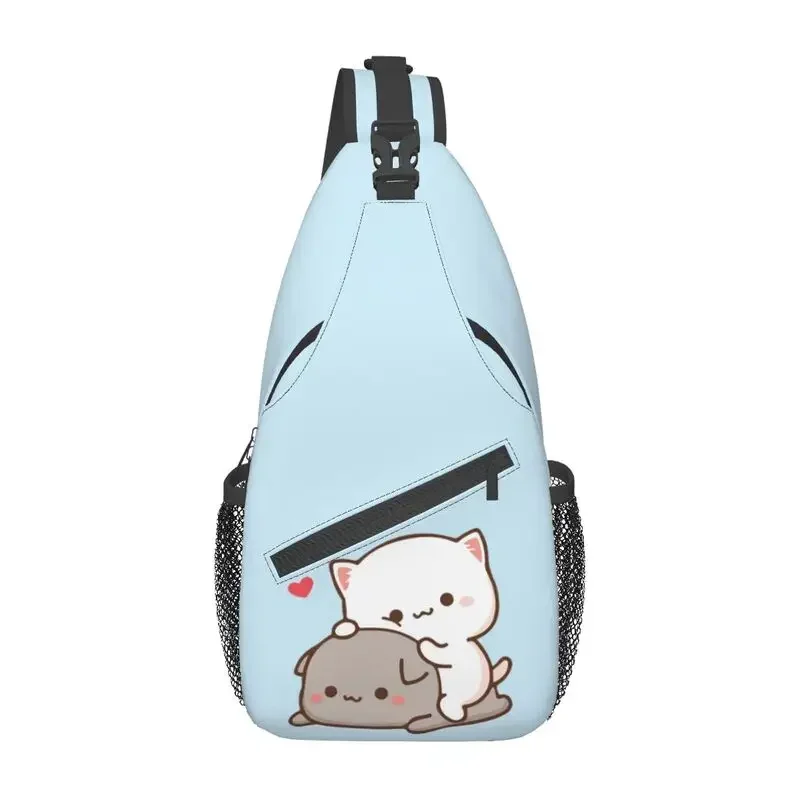 Mochi Cat Peach And Goma Sling Crossbody Chest Bag Men Fashion Shoulder Backpack for Travel Cycling