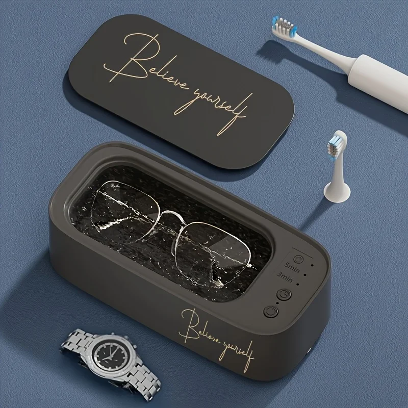 Multi-Purpose Ultrasonic Cleaner Auto Timer Jewelry Watches Glasses Dental Cleaner USB-Rechargeable Compact Design