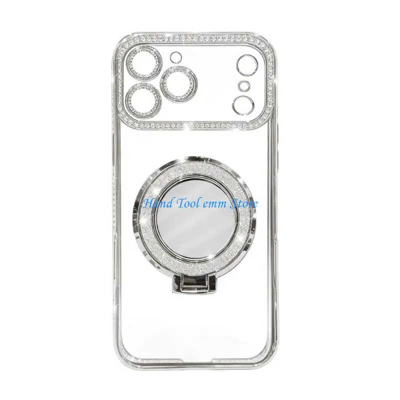 H37F Glitter Mirror Shockproof Case with Built In Stand Attractive Phone Accessory Suitable for Phone 17