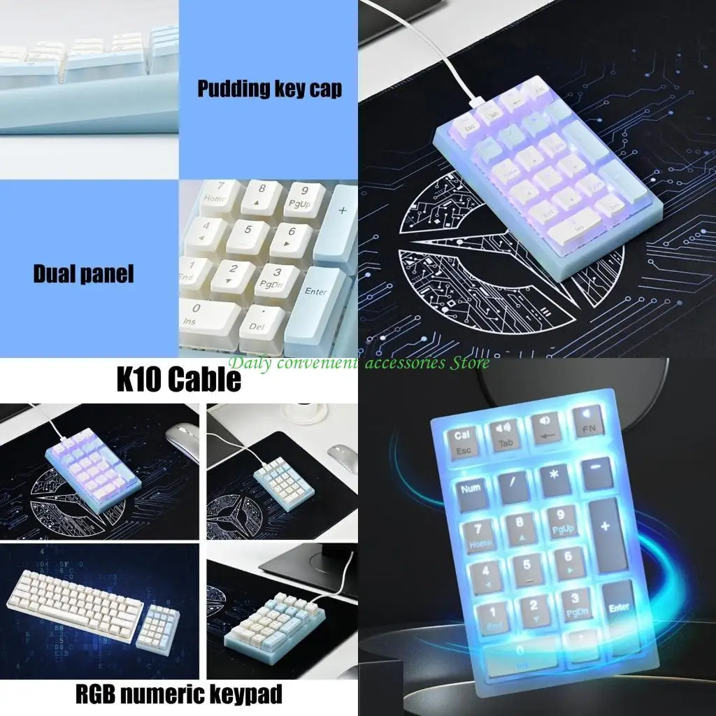 

Механическая цифровая клавиатура 97QB, с возможностью горячей замены, цифровая клавиатура с проводом USB C, 21 клавиша, цифровая