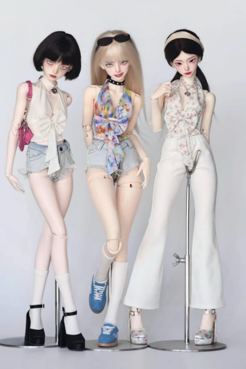 

bjd doll clothes are suitable for 1/4 size halter tops bow corsets and flared pants doll accessories