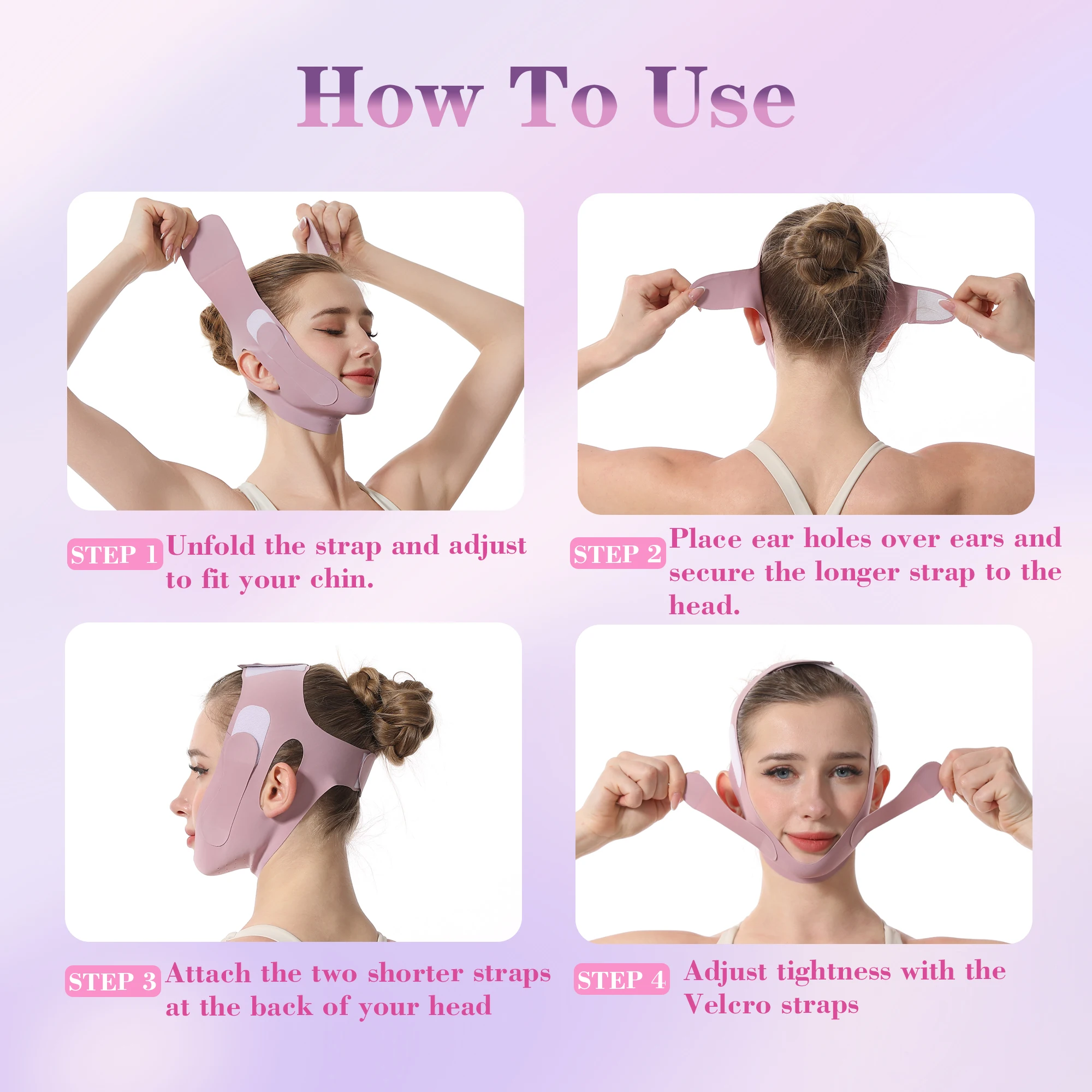 Chin Cheek Slimming Bandage with Graphene, Reusable Adjustable V Shaper V Line Lift Mask, Face Lifting Chin Strap for Snoring - view 6