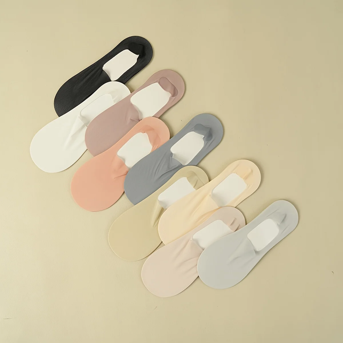 9 Pairs Mixed Color Ice Silk Boat Socks for Women Summer Ultra-Thin Pure Color Cotton Bottom Low Cut Invisible Anti-Slip Socks