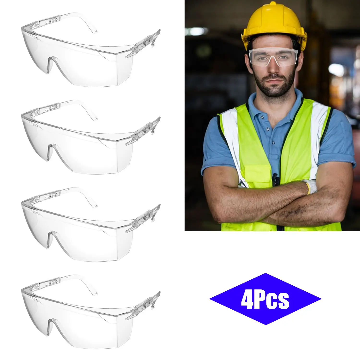 Hot-selling Safety Goggles Anti-Splash Wind Dust Proof Eyewear Adjustable Leg Glasses Eye Protection Work Lab Industrial Sport