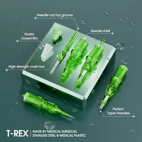 Imagen 2 del producto T-Rex 20 piezas aguja de cartucho de tatuaje RL RM aguja de tatuaje desechable 0,35 MM película cartucho de tinta seguro aguja de tatuaje