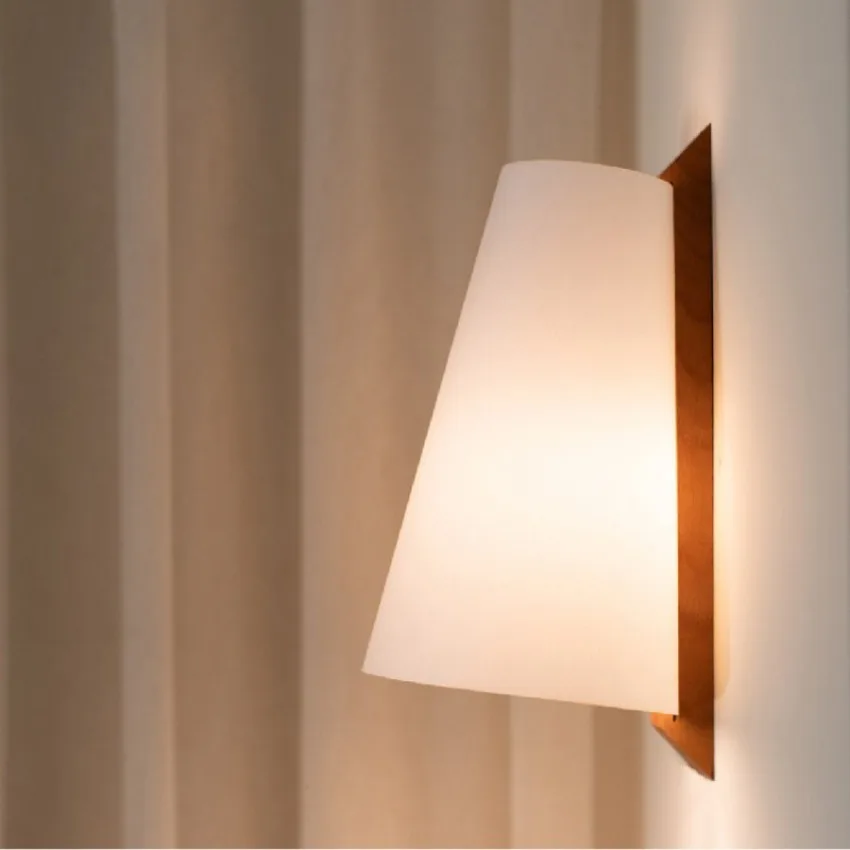 Modern white wall lamps Nordic vintage bedroom bedside lamp hallway living room study eye-care wooden sconces lights fixtures