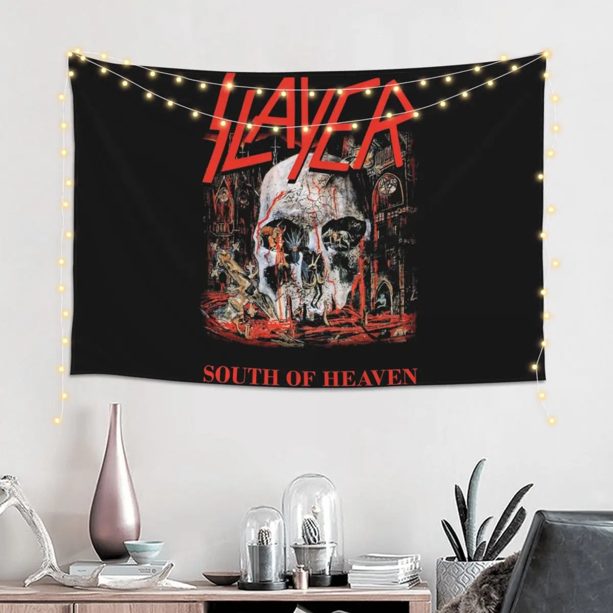 South Of Heaven Slayer Tapestry Art Wall Hanging Aesthetic Home Decor Tapestries for Living Room Bedroom Dorm Room