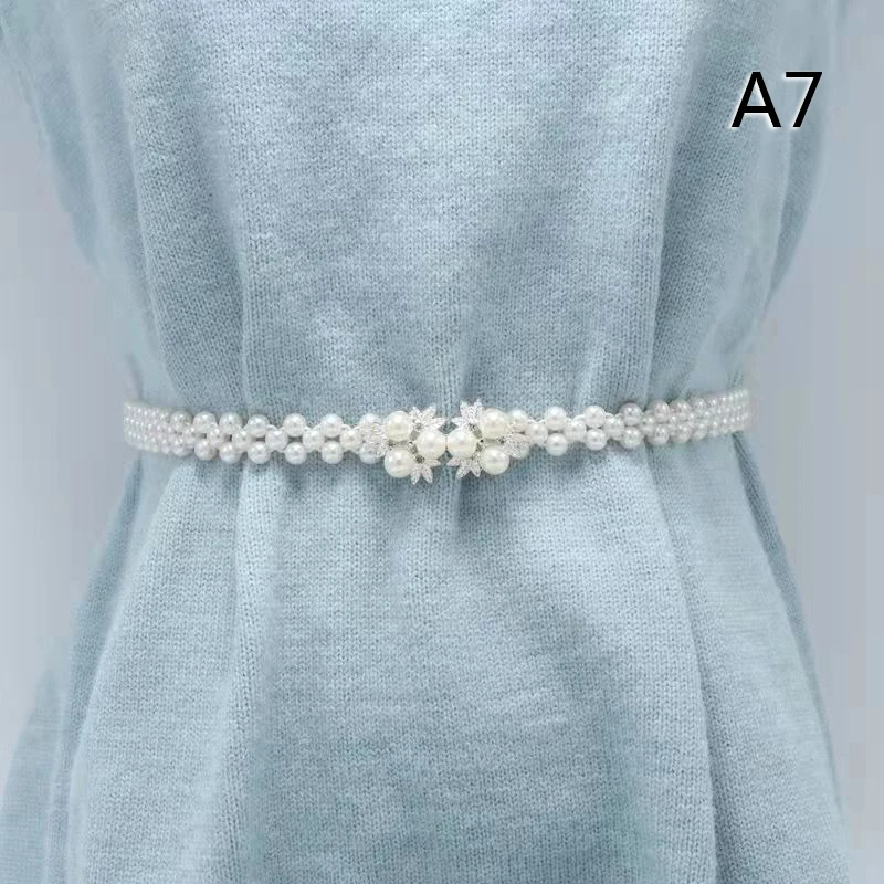 Cintura elastica da donna con catena in vita di perle d'imitazione grande con decorazione di diamanti decorazione di abbigliamento per abiti con gonna a cintura di moda