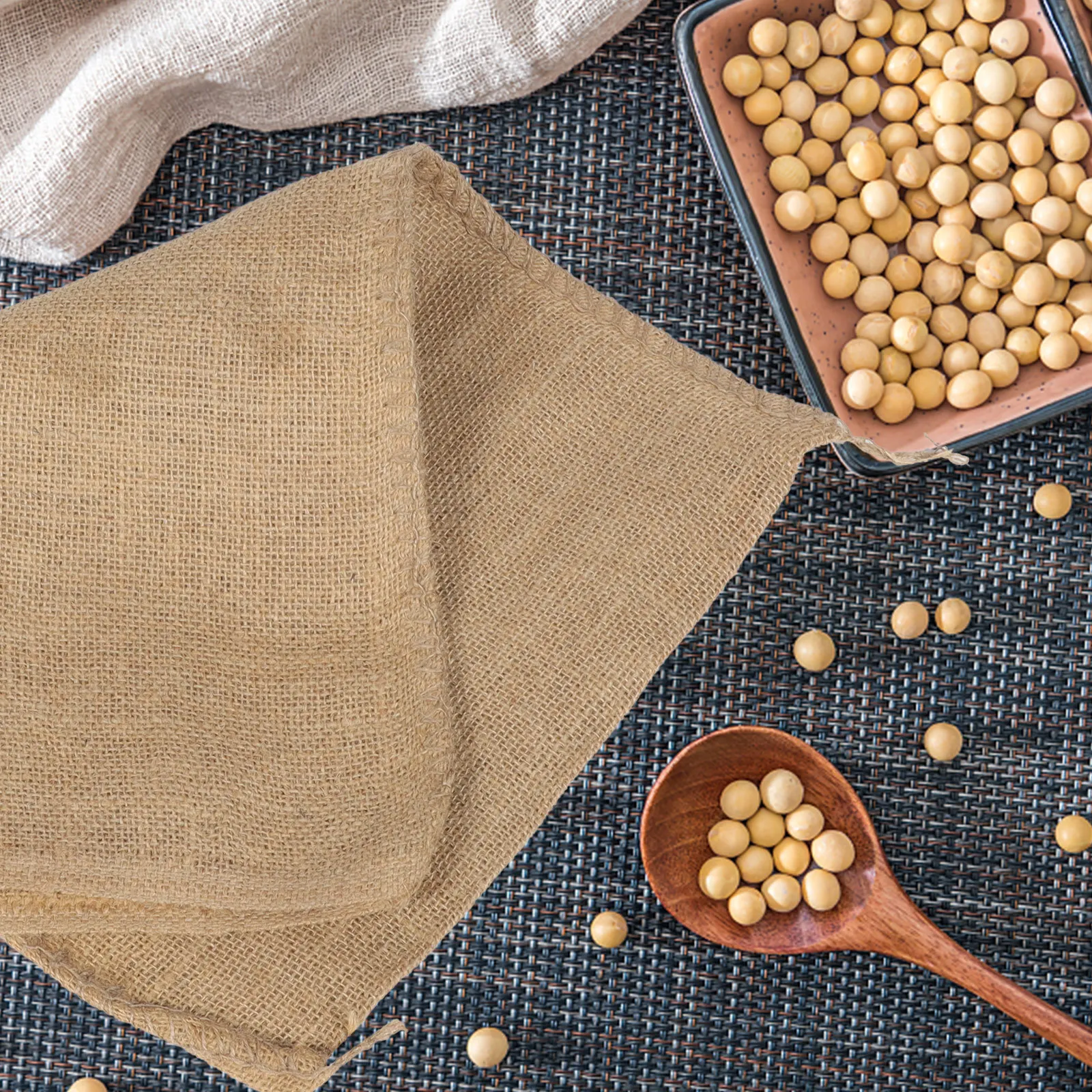 3 قطعة كيس الجوت السميك حقيبة الخيش القابلة لإعادة الاستخدام لتخزين الرمل في الهواء الطلق حماية من الفيضانات سعة كبيرة أكياس الألياف الطبيعية #2