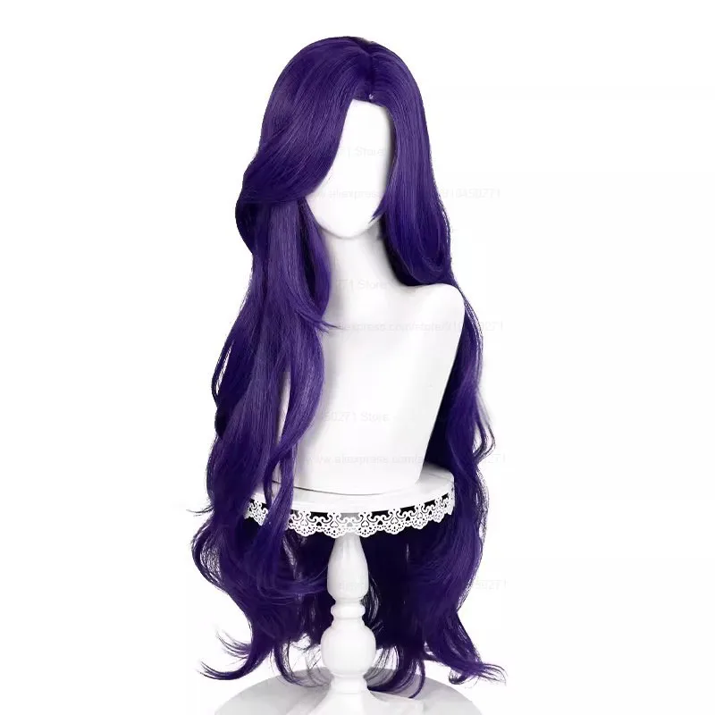 Rarity Cosplay perruque longue vague bouclée perruque violet foncé perruque Cosplay Anime Cosplay perruques résistant à la chaleur perruques synthétiques + bonnet de perruque