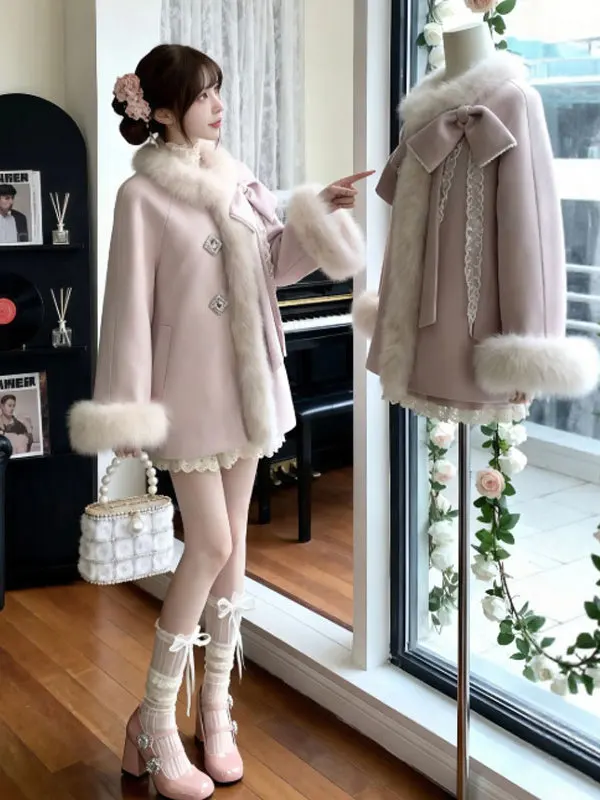 

Нежное шерстяное пальто Gentle Wind Beautiful Knot свободного кроя, средней длины, маленького размера, осеннее, корейский стиль, с длинными рукавами, модель 25