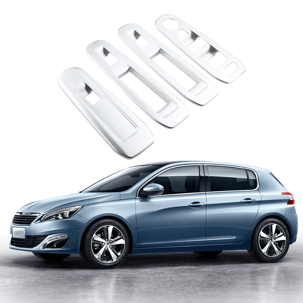 For Peugeot 308 308s 2014 - 2020 LHD Abs Car Door Window Lifter Glass Decorative Sticker Switch Panel Cover Sticker 4pcs