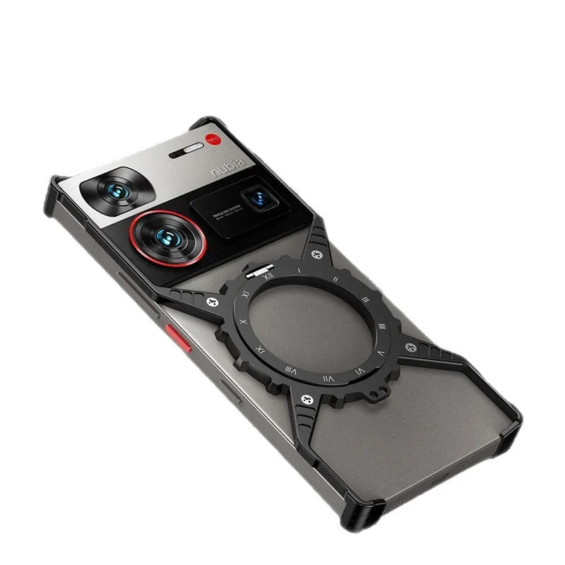 Metal Frame Magnetic Phone Case with Kickstand and Heat Dissipation for nubia Z70 Ultra Aluminum Alloy Protective Cover
