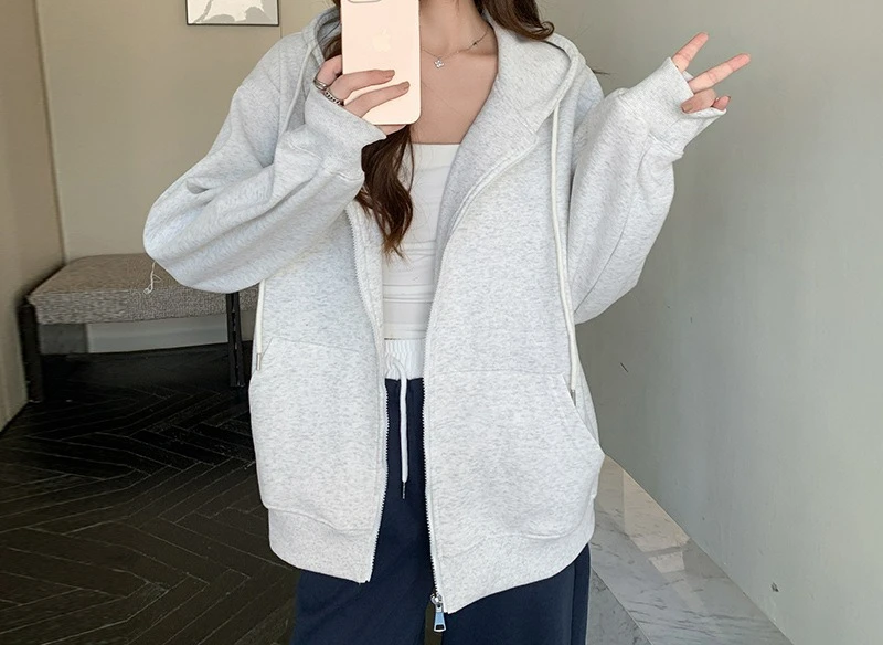 2025, Hoodie für Damen, Herbst, neue vielseitige Jacke, locker und faul, Herbst und Winter, plus Samt-Cardigan-Oberteil