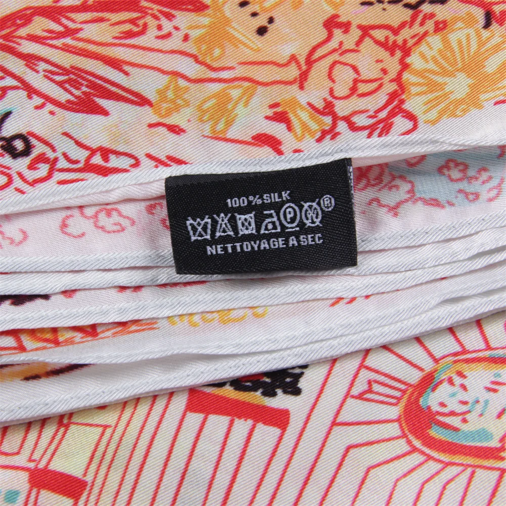 جديد 90 سنتيمتر العلامة التجارية الفاخرة ساحة وشاح المرأة حك الأوشحة الحريرية يلتف شاطئ شال الحجاب كبير باندانا Foulards منديل أغطية الرأس