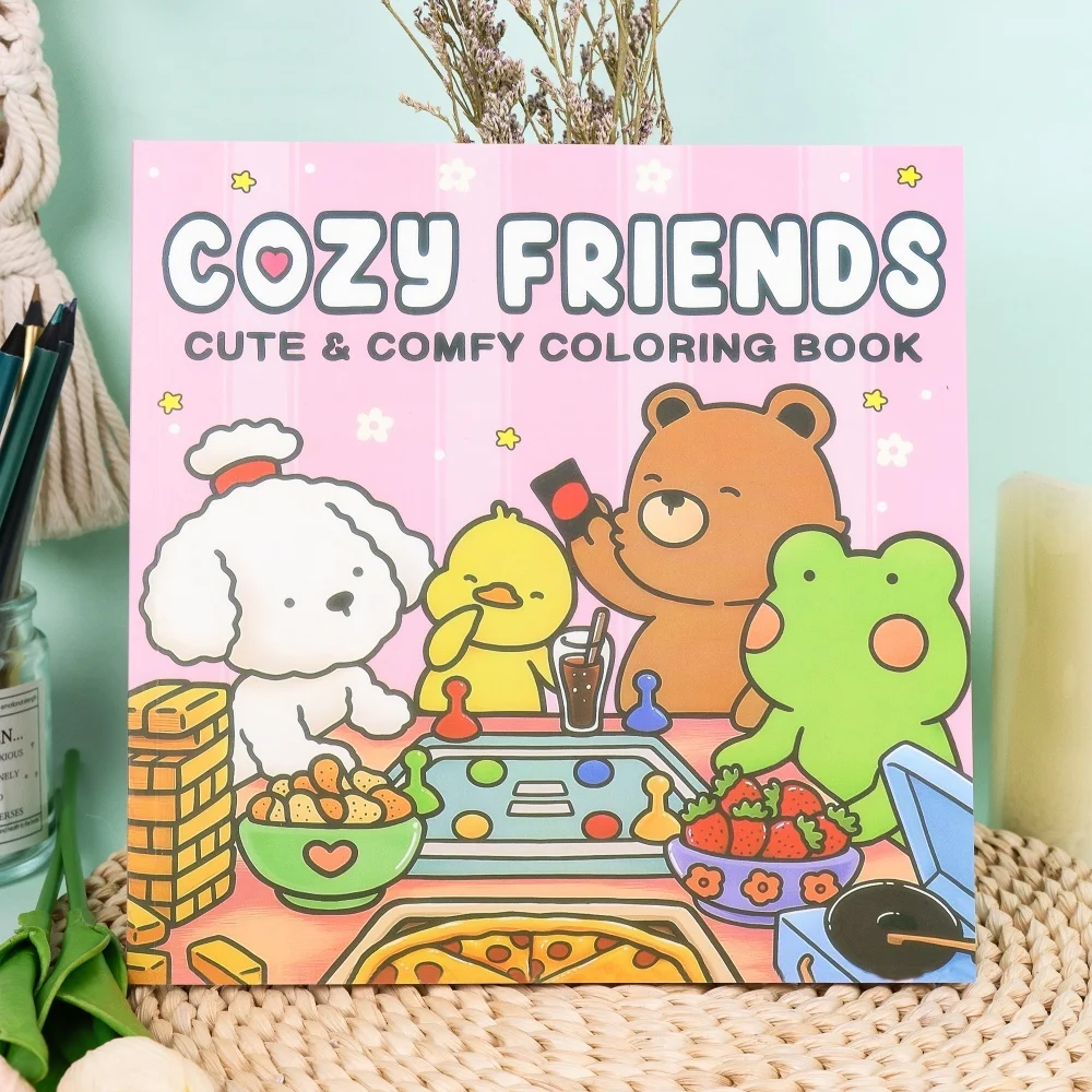 Cozy Friends Coloring Book: Cute Kawaii Animal Designs for S
