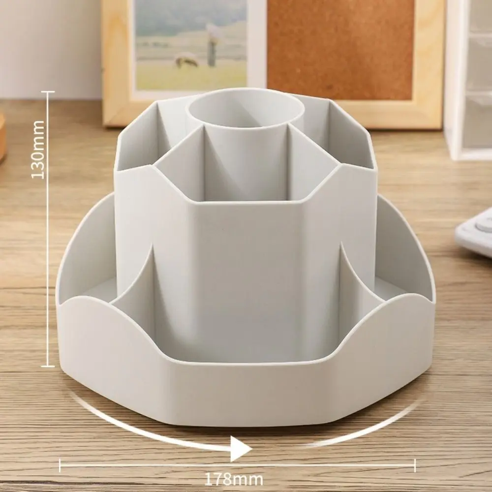 New PP Rotate Pen Holder Large Capacity Multi-Functional Pen Boxs 9-Grid Compartment 360°Rotatable Pen Stand Office Use