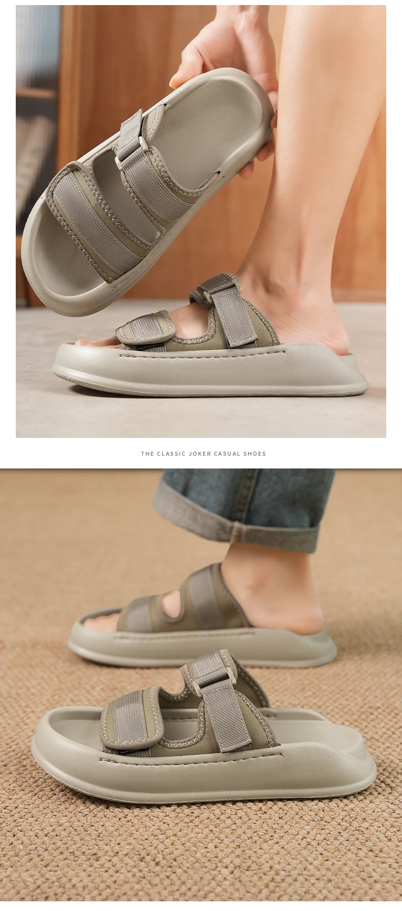 Men's Thick-Sole Casual Slides Slippers Summer Soft-Sole Outdoor Beach Shoes Quick-Drying Breathable Lightweight Sports Slippers