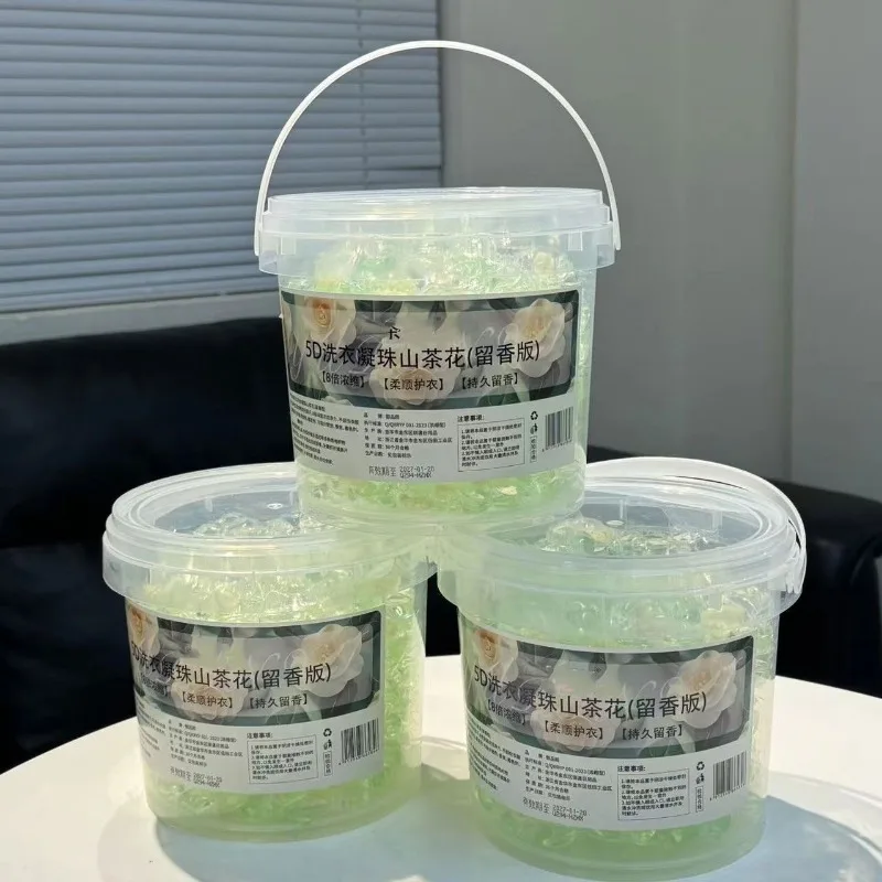 Cápsulas de Detergente para Ropa 5 en 1 con Aroma a Camelia 5D, Fragancia Duradera, Limpieza Profunda, Paquete de 50 Tabletas en Envase Tipo Barril