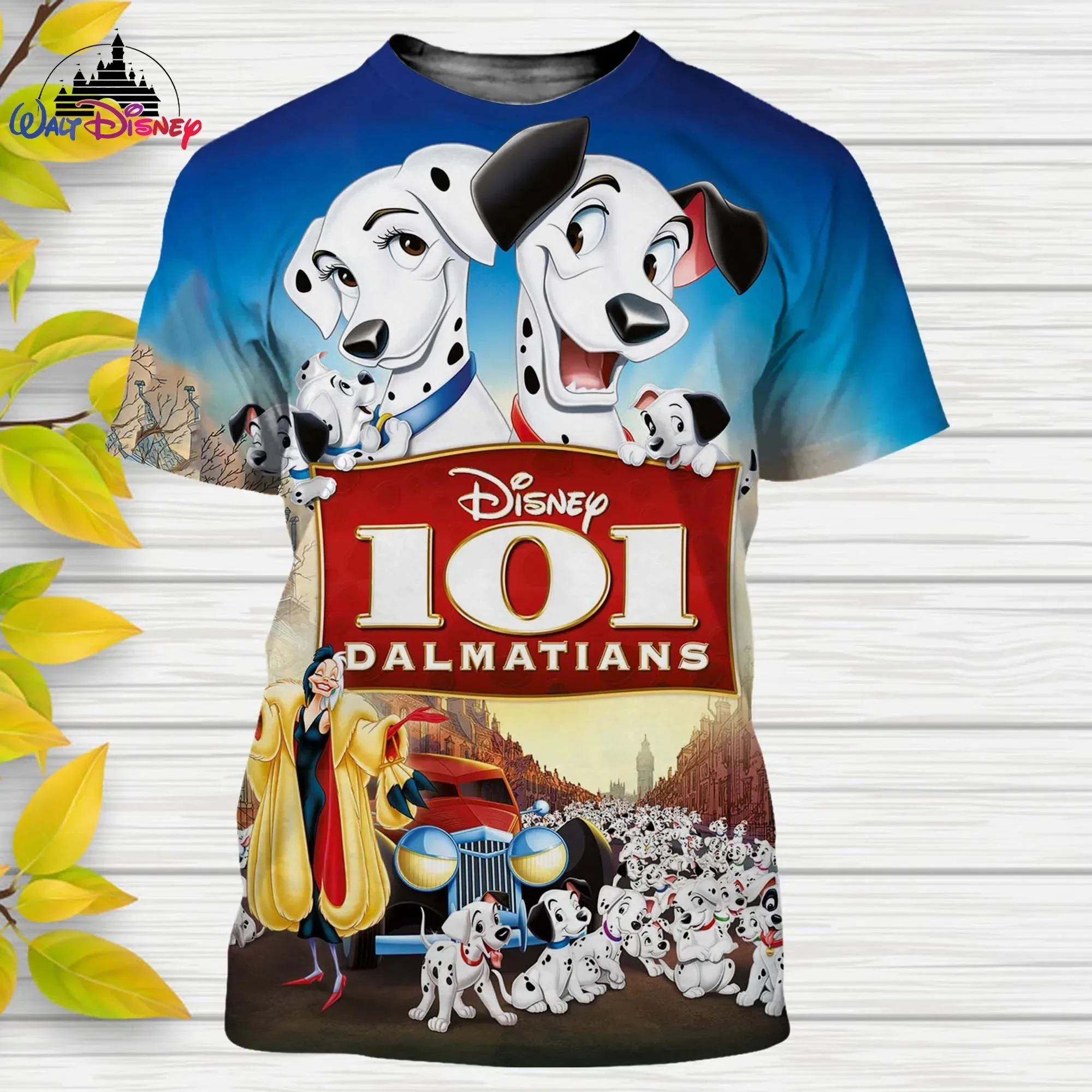 Disney Boys Girls T-shirt 101 Dalmatians T-shirt 3D Printing Oversized Short-sleeved Cartoon Men's T-shirt MINISO Men's Clothing