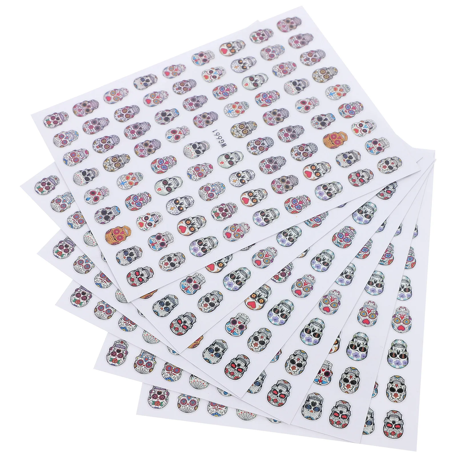 

10 шт. наклеек с черепами для ногтей на Хэллоуин, декоративные наклейки для женщин, дизайн для самостоятельного нанесения, водные переводные узоры, разнообразные стильные рисунки, без токсинов