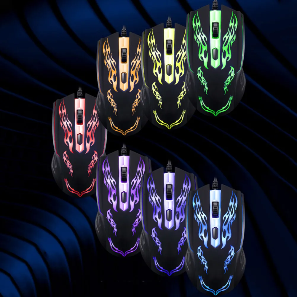 1600Dpi Wired Optical Mouse 4 Key Gaming Mouse Colorful Breathing LED Light Adjustable Dpi for Playing Computer