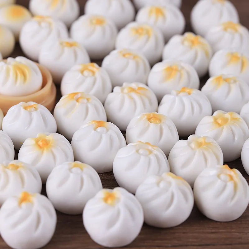 3pcs Mini Steamed Buns Baozi Steamer Basket Resin Chinese Food Miniature DIY Kitchen Scene Display