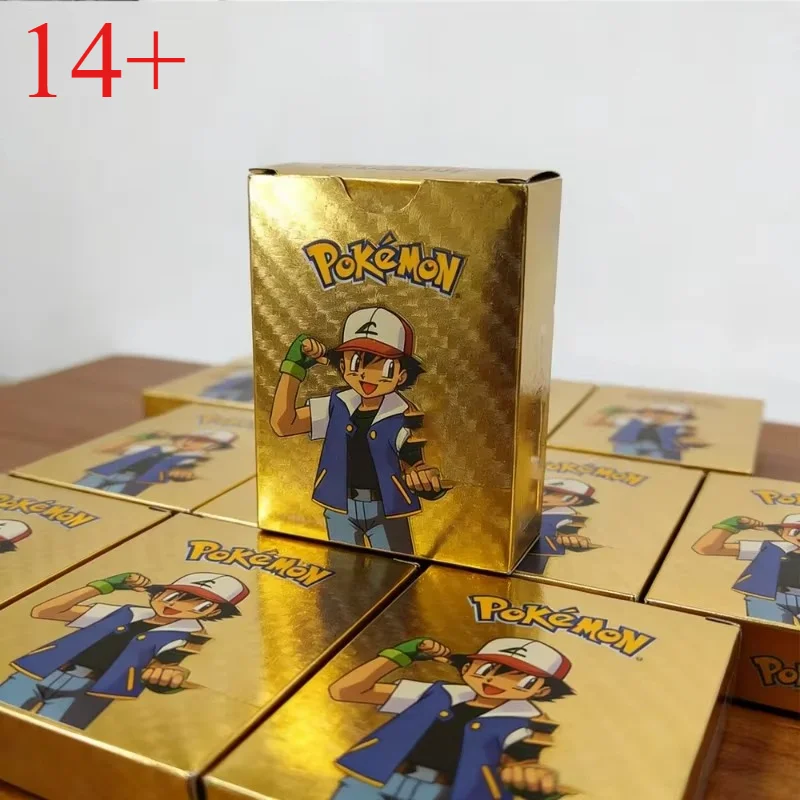 55PCS Pokemen Cards Vmax GX Gold Foil Flash Box Party Interactive Game English Spanish Colorful Game Battle Collection Card Gift