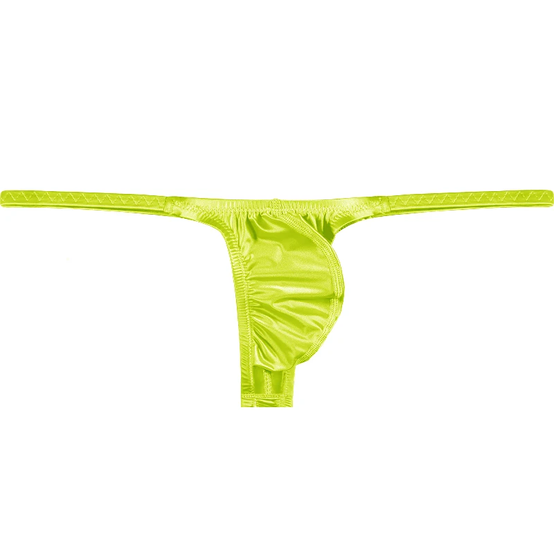 Celana Dalam Pria Seksi Low-Rise Thong Satin Halus Seperti Sutra Potongan U Cepat Kering T-Back Warna Cerah Model Skinny Fit