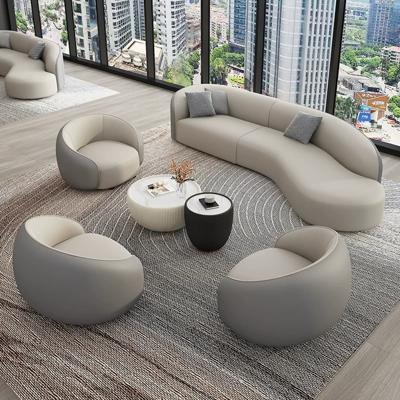 

# Sofa Set Business Hotel Lobby Curved Sofa Living Room Beauty Salon Lounge Reception Meeting
