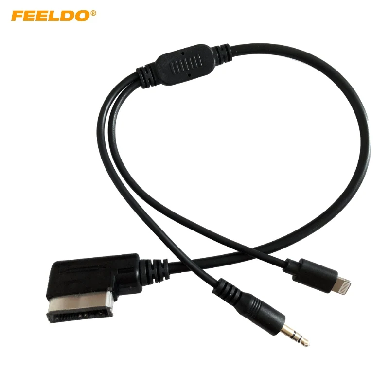 Car AMI/MDI Interface To 3.5mm Male Audio AUX + Lightning Jack Charge Only Adapter Cable For Audi/Volkswagen(Model Year:09~14)