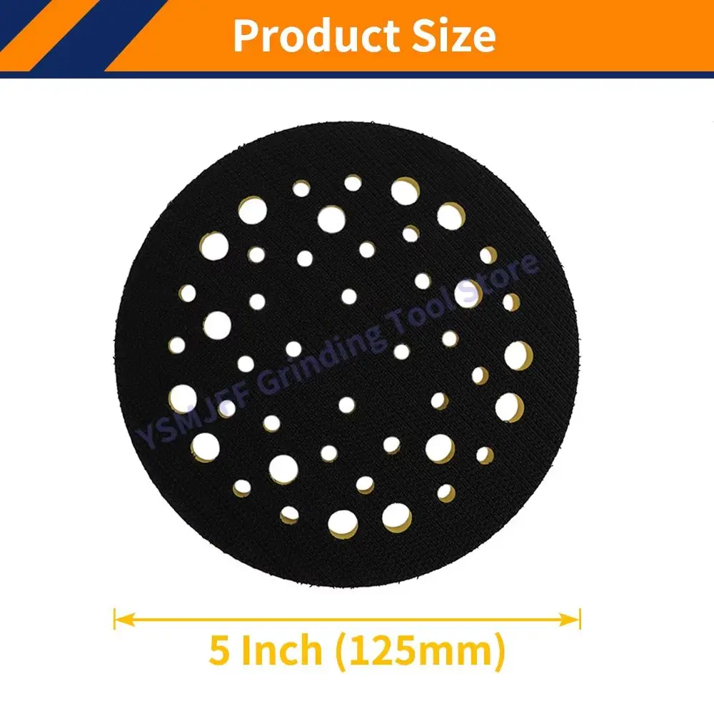 2PCS 5 Inch 44 Holes Grip Faced Vacuum Backing Pad Hook & Loop, 5/16