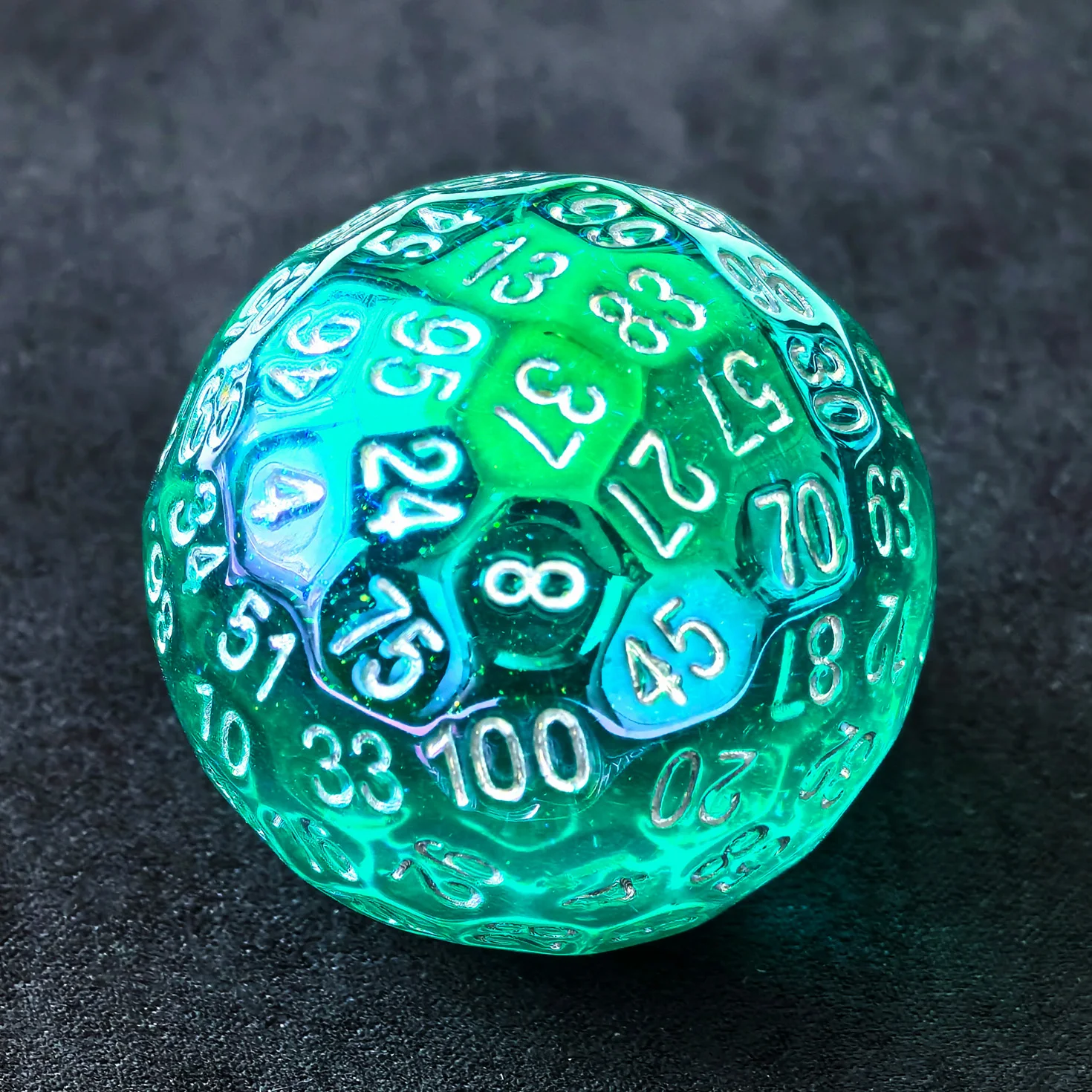 Bescon Dazzling 100 Sided Dice, Game Dice D100, Polyhedral Solid 100 Sides Dice 45MM in Diameter (1.8inch)