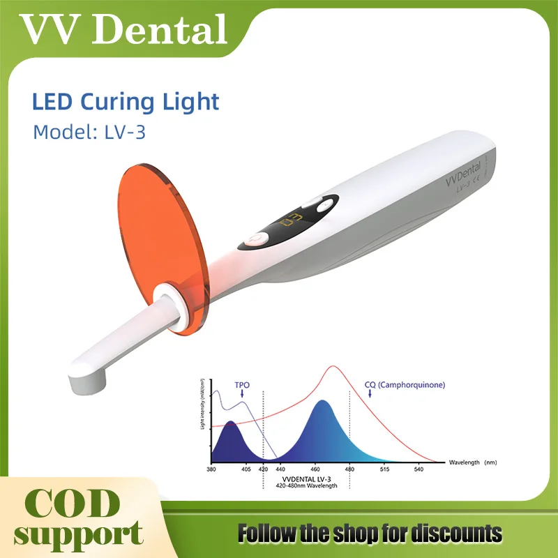 Стоматологическая полимеризационная лампа Стоматологическая фотополимерная беспроводная светодиодная лампа 3S для лечения смолы Ортодонтия Стоматология Полимеризация 2200 МВт/c ㎡