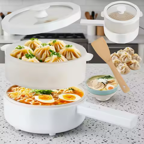 3-in-1 Electric Pot: Dumpling Steamer, Rice Cooker, Non-Stick Cooker (1.5L) - Perfect for Noodles, Rice, Vegetables, Soup - Idea