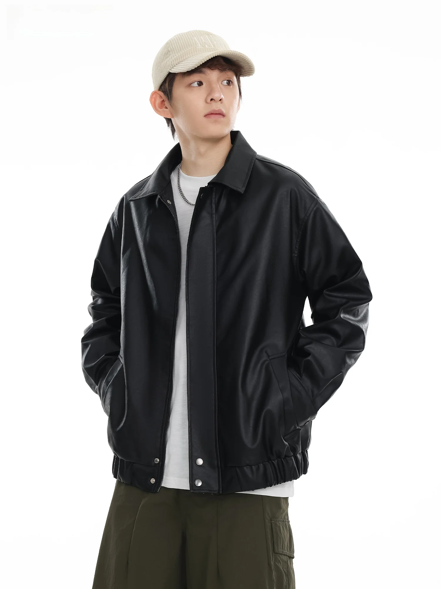 ملابس خارجية للرجال من RB كاجوال Sle Retro American Street Faion من الجلد بياقة Jaet ملابس خارجية للخريف والشتاء للشباب من البوليستر... #1