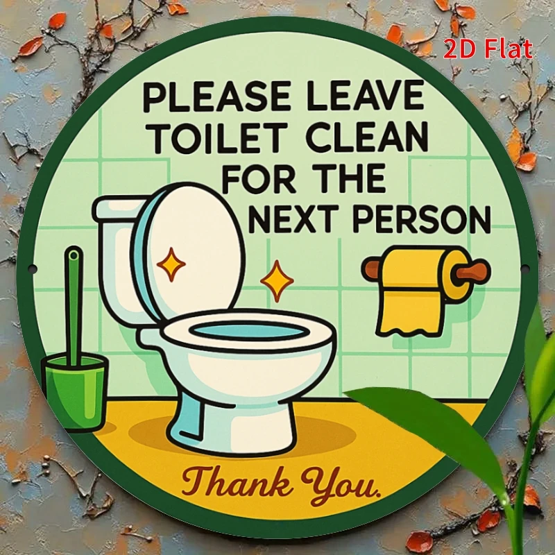 2D Flat Artificial Wood Wall Hanging - Wooden Bathroom Sign, No Power Required, Includes Humorous And Hygienic Message: 