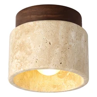 Led Ceiling Lamp Surface Mounted Downlight Japanese Style Stone Wood Light Round 110V220V For Living Room Corridor Porch Balcony 4