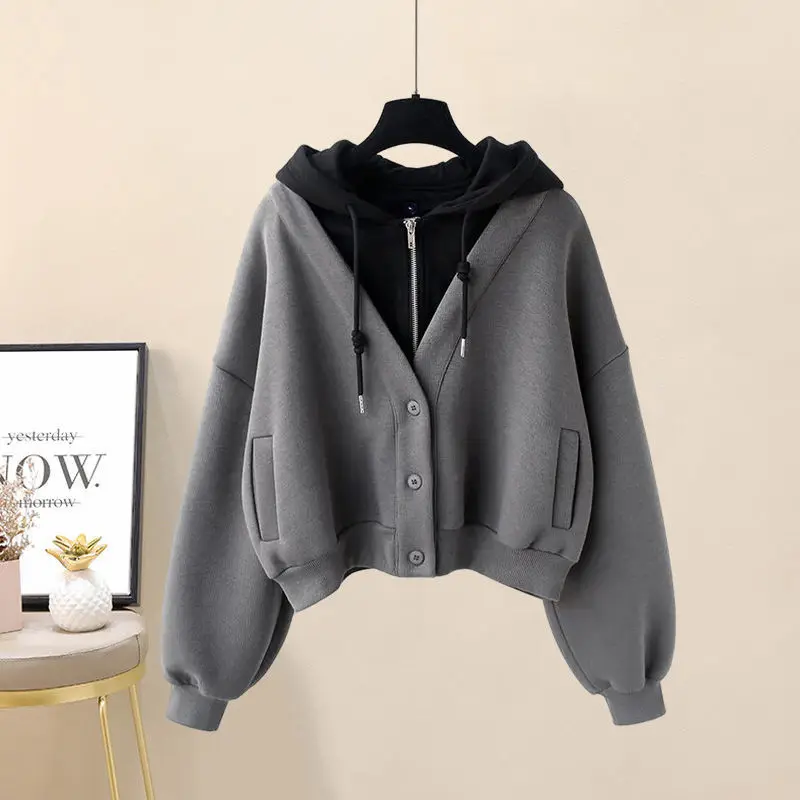 Winter New Plus Size Plush Thickened Single Breasted Hoodie Tunic Loose Workwear Elegant Women\'s Pants Set Fashion Outfit